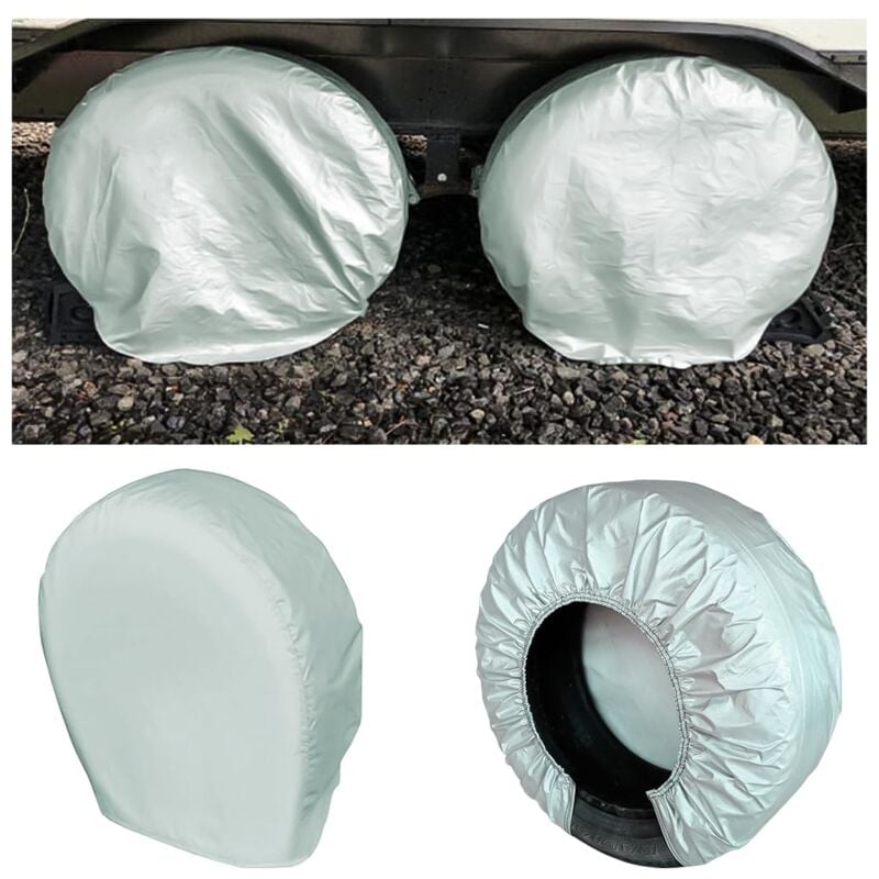 4 Pièces Housses De Pneus, Housse Protection Anti uv pour Roue Secours, Imperméable Couvre Pneus(Gris)