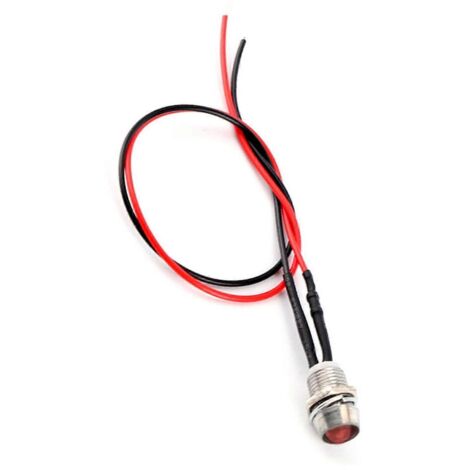 4 pièces indicateur lumineux LED 12V 8mm, voyant rouge tableau de bord pour voiture, camionnette, témoin panneau, lampe de signalisation automobile.
