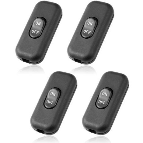 4 Pièces Interrupteur 6A 250V Interrupteur Lampe Mini Interrupteur Noir pour Lampe Inline 2-3 Ligne pour Petit Appareil Lampe de Bureau Lampe de Chevet