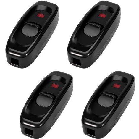 4 Pièces Interrupteur Lampe de Chevet, Interrupteurs avec Voyant Lumineux, ON/OFF à Touche Basculante 250V 10A pour Cordon Lampe Table Petits Appareils, Interrupteur Intermédiaire avec Fonctio
