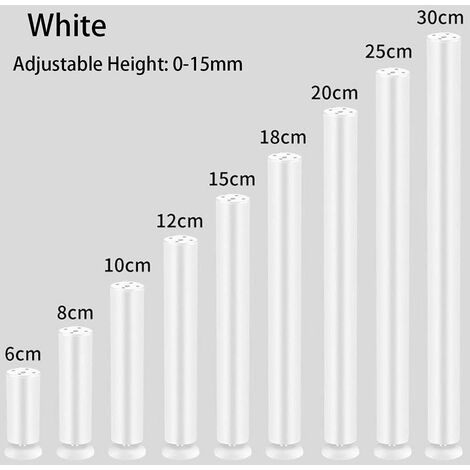 4 pièces Jambes de Meubles épaissi réglable en Acier Inoxydable cylindrique métal Table Jambes canapé Jambe Armoire Jambe Protecteur Pieds,Blanc,6cm