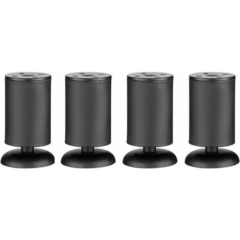 4 pièces Jambes de Meubles épaissi réglable en Acier Inoxydable cylindrique métal Table Jambes canapé Jambe Armoire Jambe Protecteur Pieds,Noir,6cm
