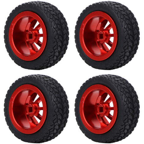 4 Pièces Jantes en Aluminium pour Voiture RC WLtoys 1/28 K989-53 - Roues Rouges