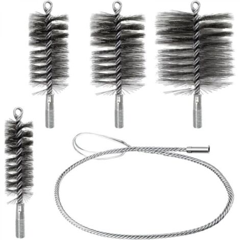 4 pièces Kit de Hérisson Ramonage, Kit Nettoyage Gaine Souple, Comprend des Brosses de 30/50/80/150mm