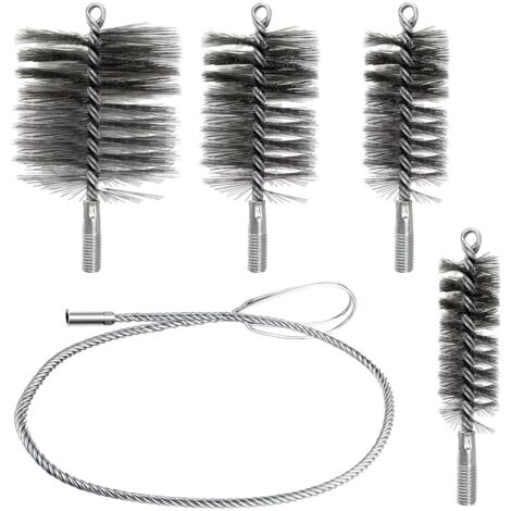 4 Pièces Kit de Ramonage Poils Forts, Grande Facilité D'utilisation, Brosse pour Tuyau de Poêle Nettoyage de Tuyaux et Elimination de la Rouille, Kit Ramonage Poele Pellet 30mm 50mm 80mm 150mm (1)