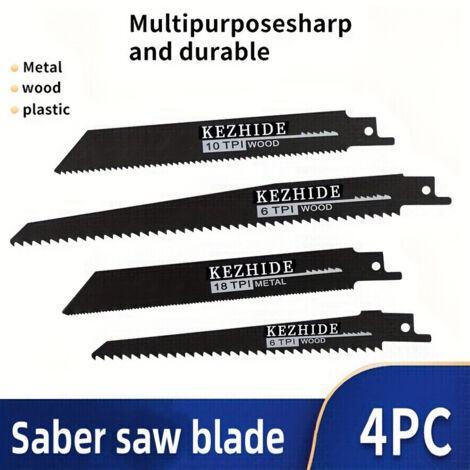 4 pièces lame de scie alternative 190mm, lame de scie sabre pour outil électrique, outil de coupe pour bois et métal ferreux