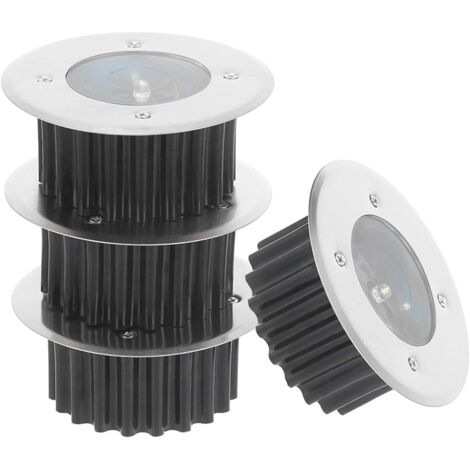 4 pièces Lampes Solaires Extérieur Acier Inoxydable Spots Encastrables Étanches Éclairage Jardin LED pour Pelouse et Allée-lumière blanche