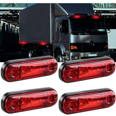4 pièces LED indicateur de position latérale avant arrière feux de position latéraux 12 V pour camion camping-car camion RV feux de position (rouge)