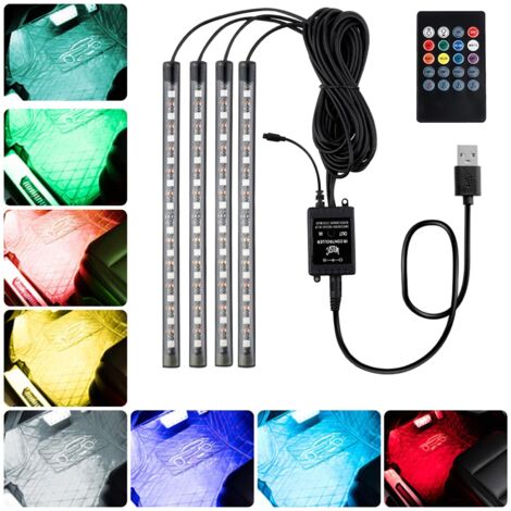 4 Pièces LED Voiture Interieur, Éclairage Intérieur de Voiture, Lumières d'Ambiance Voiture, Bande Lumineuse de Musique pour TV Auto, Car Accessories pour Men Women, Cadeaux Parfaits