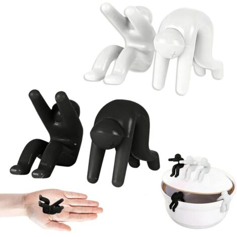 4 Pièces Leviers de Couvercle en Silicone Anti-Débordement Ouvre Couvercle Universel Résistant à la Chaleur Protection Anti-Éclaboussures pour Casseroles et Poêles Noir & Blanc