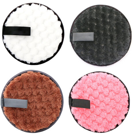 4 pièces Lingettes Démaquillantes Rondes Réutilisables Douces Lavables en Microfibre Portable
