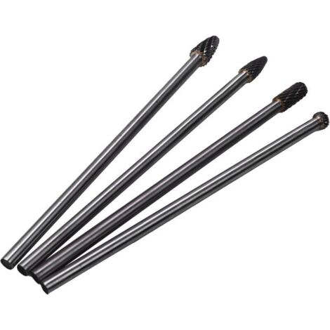4 Pièces Longue Portée Fraise Rotative Double Coupe en Tungstène Peu de Carbure Tige 1/4 Pouce 6 Pouces