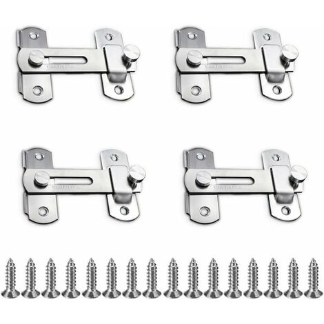 4 Pièces Loquet de Porte, Sécurité Loquet, Coulissant Moraillon, Verrouillage pour Porte en Acier Inoxydable pour Porte, Armoire, Tiroir