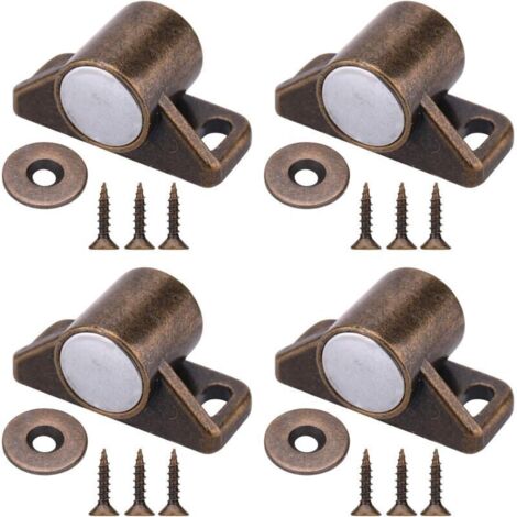 4 Pièces Loquets de Porte Magnétiques Aimants de Porte d'Armoire avec Vis en Acier Inoxydable pour Ferme Armoire de Cuisine Fermeture de Porte Coulissante (Bronze)