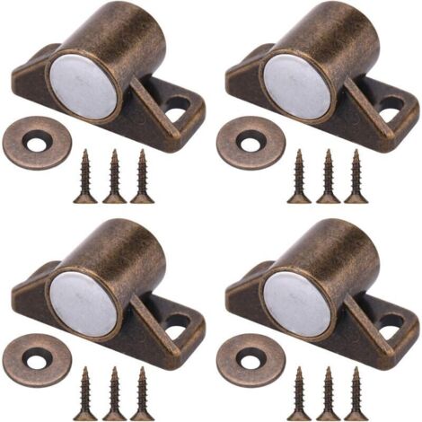 4 Pièces Loquets de Porte Magnétiques Aimants de Porte d'Armoire avec Vis en Acier Inoxydable pour Ferme Armoire de Cuisine Fermeture de Porte Coulissante (Bronze)