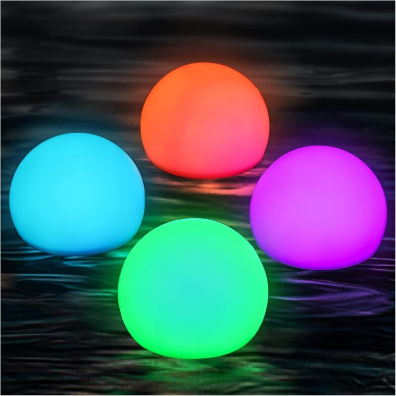 4 Pièces Lumière Piscine Flottante, IP68 Lampe Flottante Piscine led Imperméable avec Télécommande, 16 rgb Changement de Couleur led pour Cadeau pour