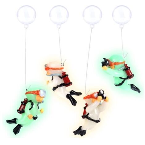 4 Pièces Lumineuses Décoration Aquarium Poisson, Accessoire Décoration Aquarium Flottante Brillent dans Le Noir Joli Petit Plongeur