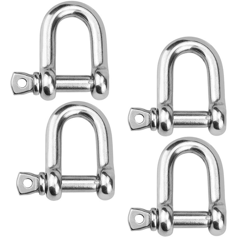 4 Pieces M10 Stainless Steel Shackle, D-Ring Shackle, Lifting Shackles For Heavy-Duty Rigging Winches