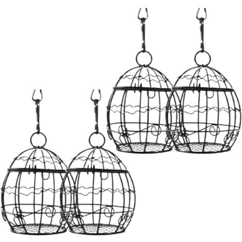 4 Pièces Mangeoires pour Oiseaux Sauvages，Mangeoire Oiseaux Suspendue，Métal Boule de Graisse Oiseaux Sauvages Mangeoire pour la Cour de la Maison.(Noir B)