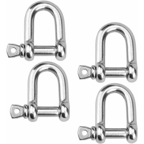 4 Pièces  Manille Inox Acier, Manille D'anneau de D de Chaîne, Manilles de Levage Pour Treuils le gréement résistant 14mm