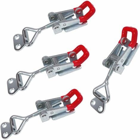 YZMRBDQC 4 Pièces Métal levier Grenouillère à levier,Boîte Capuchon Cadenas 4002,Sauterelles tirer Action Loquet de dégagement rapide 220Kg/485 lbs,Réglable Bouton à bascule Loque