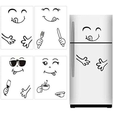4 Pièces Mignon Autocollant Réfrigérateur Délicieux Visage Cuisine Frigo Stickers Heureux Délicieux Visage Cuisine Frigo Stickers Muraux Art pour la Décoration de la Cuisine chambre