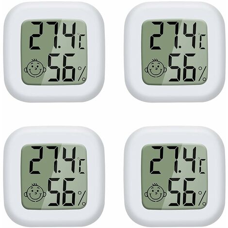 4 pièces Mini LCD Thermomètre Hygromètre Interieur Termometre Maison Convient pour Les Chambres D'enfants,Les Chambres de Personnes âgées etc,KoleZy