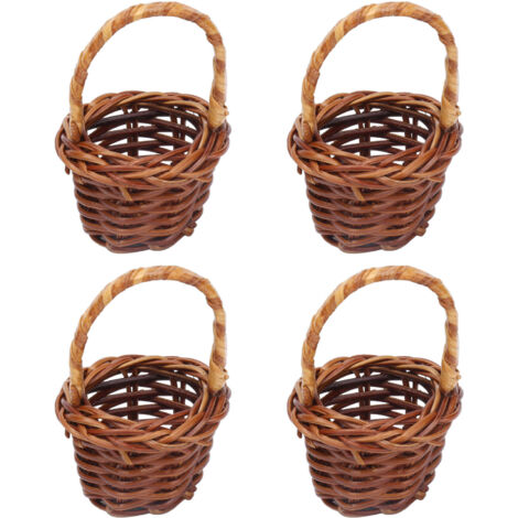 4 pièces Mini Panier de Rangement Maison de Poupée 1:12 en Rotin Tressé pour Légumes et Fruits, Décoration et Cadeau Jouet Enfant