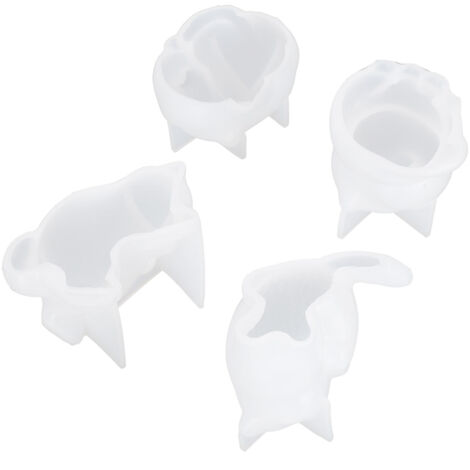 4 Pièces Moule Chat en Silicone pour DIY Artisanat Cristal en Forme d'Animaux Décorations