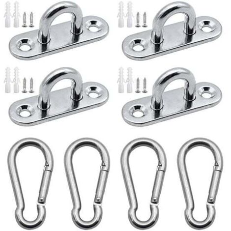 4 Pièces Mousquetons de Fixation M5 en Acier Inoxydable 304 pour Voiles Hamacs et Support Mural Charges Lourdes