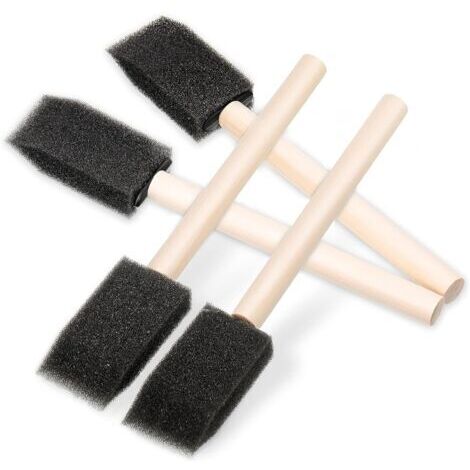 4 pièces mousse brosse petite taille (14.5 2.54cm) Mousse éponge brosse Mousse éponge brosse avec poignée outils en bois noir peinture mousse brosse pour acrylique, art, vernis, artisan