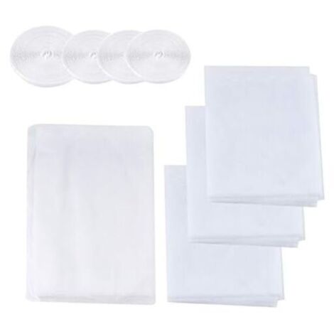 4 Pièces Moustiquaire Fenêtre Adhésive Protection Anti Insectes 130x150cm 150x200cm Blanc