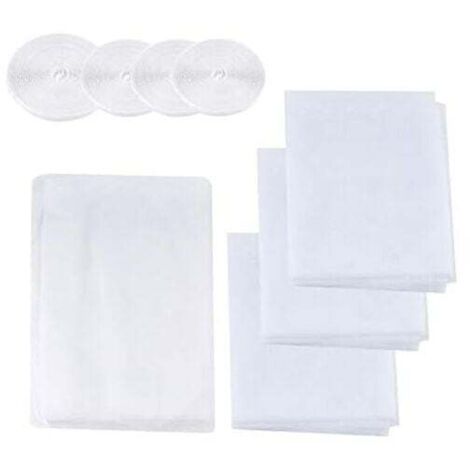 4 Pièces Moustiquaire Fenêtre Adhésive Protection Anti Insectes 130x150cm 150x200cm Blanc