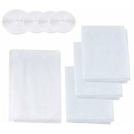 4 Pièces Moustiquaire Fenêtre Filet Écran Insecte, Fly Bug Mosquito Protection D'écran en Maille Filet, 130 cm x 150 cm, 150 X 200cm, avec 4 Auto-Rubans Adhésifs (Blanc)-LIAIKI