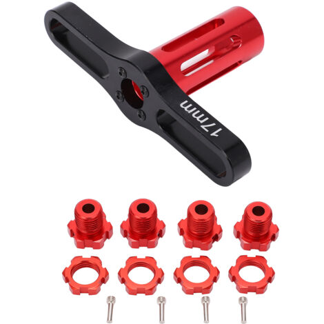 4 Pièces Moyeux de Roue Hexagonaux 17MM pour Traxxas E-REVO SUMMIT 1/10 - Écrous de Roue RC Rouge