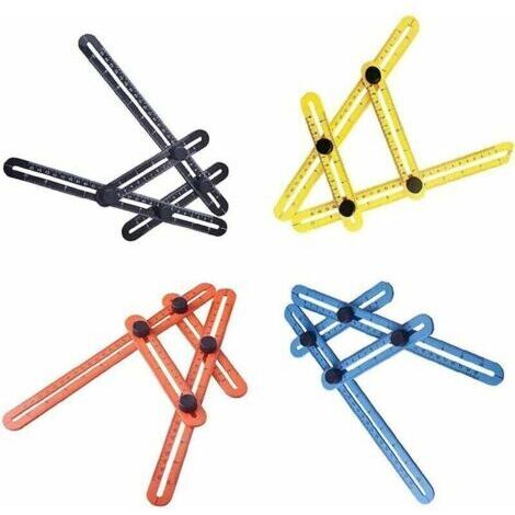 4 Pièces Multi-Angle Règle, Multi Angle Gabarit de Mesure, Outil de Mesure Multi-Angles Métrique en Plastique ABS pour Bricoleurs, Constructeurs, Artisans, Carpente (4 Couleurs)