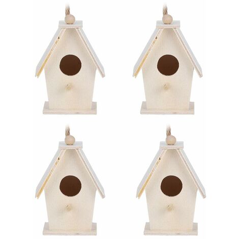 Maison d'oiseau avec dispositif d'accrochage feutre de toiture résistant  aux intempéries en bois de