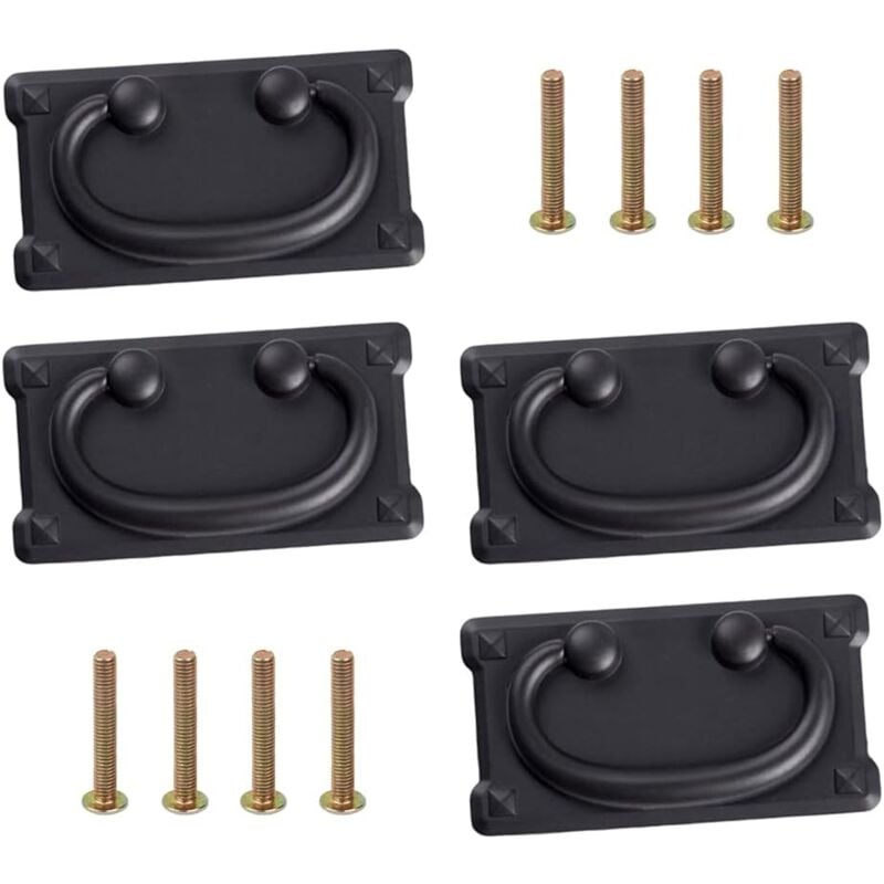 4 pièces, noir) boutons de tiroir Vintage antiques, alliage de Zinc, boutons de porte de garde-robe d'armoire de quincaillerie avec 8 vis de 25mm