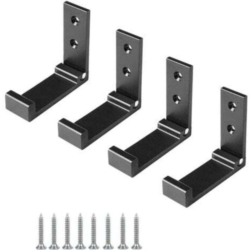 4 Pièces (Noir) Crochet de Suspension Mural en Alliage D'aluminium Patères Pliables à 90 ° avec vis pour Armoire de Porte Murale Cuisine Salle de