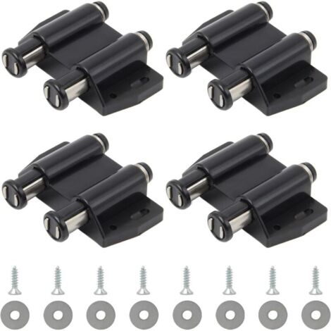 4 Pièces (Noir)  Push to Open Aimant Loquet Magnétique à Pression Double Loquet de Porte Magnétique à Ressort Loquet Aimanté Placard en Plastique avec Vis pour Porte Armoire Tiroir