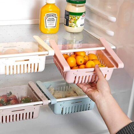 4 Pièces Organisateur de Tiroir de Réfrigérateur,Escamotable avec Boîte de Rangement pour Réfrigérateur, Set