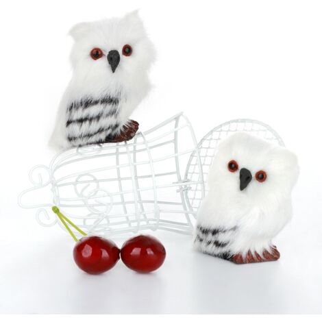 4 pièces Ornements Hibou en Laine Artificielle Décoration de Noël Cadeau Suspension pour Sapin