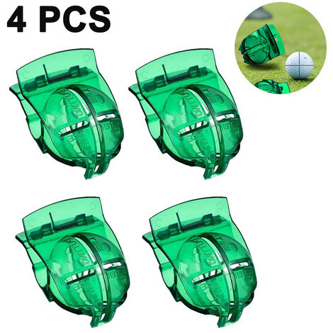 4 pièces outil d'alignement de balle de golf Clips de marqueur de balle de doublure et 4 pièces stylo marqueur de balle de golf (vert)