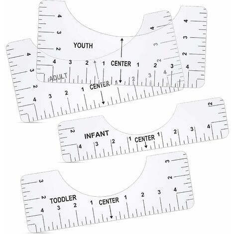 4 Pièces Outils d'Alignement de T-Shirt Guide de Règle de T-Shirt Transparent Outil de Règle de Centrage de Sublimation Outil de Vinyle de T-Shirt pour Fournitures de Conception de Tissu