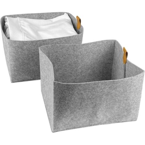 4 Pièces Panier de Rangement en Feutre 23X26cm, Rectangulaires Boîte de Rangement Pliable, Panier en Tissu pour Cosmétiques, Chaussures, Vêtements, Jouets, Serviettes, Livres (Gris)
