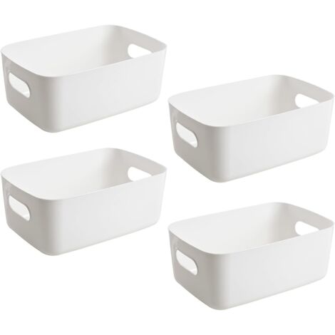 4 Pièces Panier de Rangement Plastique, Panier Rangement Salle de Bain, Panier Rangement Cuisine, Panier en Plastique Convient aux Cosmétiques Jouets Collations