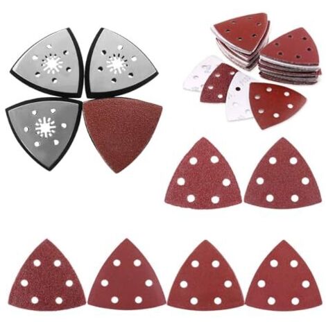 4 Pièces Patins de Ponçage, Outils Polissage Plateau avec 24 Feuilles Papier Poncage(40/60/80/120/180/240), ponçage Multitool Compatible Worx, Makita, Dewalt -