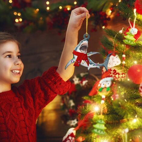 4 Pièces Pendentifs Noël en Bois pour Arbre de Noël, Décoration de Fenêtre et Table pour Fête