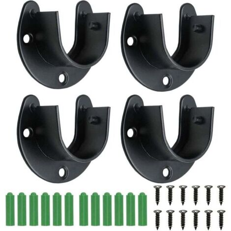 4 Pièces Penderie Acier Inoxydable Support,supports de tige de placard, 32mm Support de Tringle à Vêtements, avec vis et Tubes d'expansion pour Supports D'armoire, Tringles à Rideaux