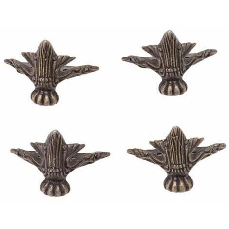 4 pièces Petit Pied d’angle décoratif en metal pour boîte à bijoux, table avec vis Style vintage